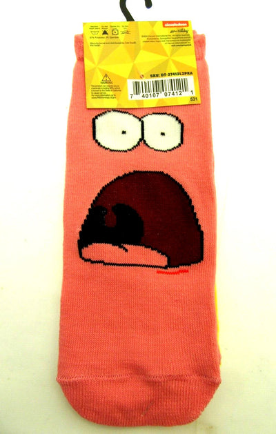 Two Pairs of Sponge Bob & Patrick Ankle Socks for Men Shoe Sizes 6 - 12