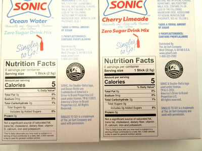 Sonic Variety ~ Packets ~ Zero Sugar Free ~ Drink Mix ~ Lot of 4