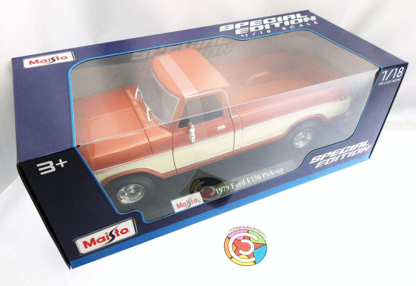 1979 Ford F150 Ranger Pick-up ~ Orange & Cream~  1:18 Die Cast Truck ~ Maisto