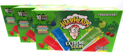 WARHEADS Extreme Sour Freezer Pops 10 freeze pops ~ Lot of 3