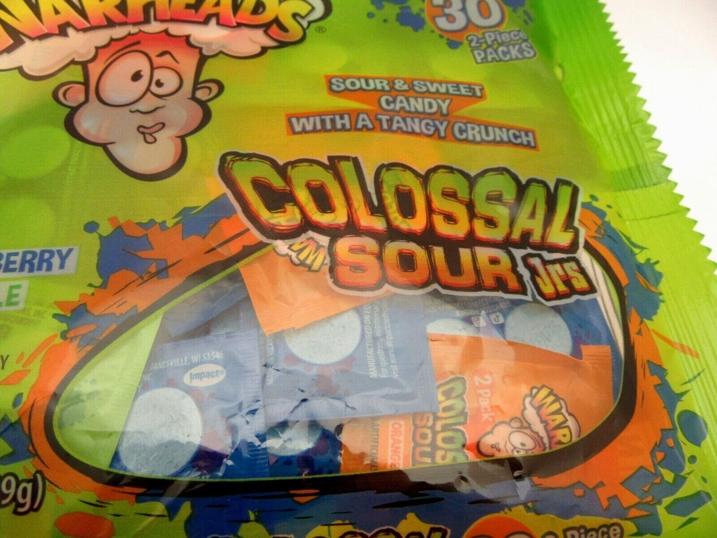 Warheads Colossal Sour Jrs 3.5oz Bag Lot of 2 candy