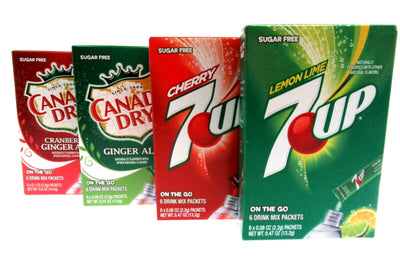 Canada Dry & 7up Soda Variety ~ Packets ~ Sugar Free ~ Drink Mix ~ Lot of 4