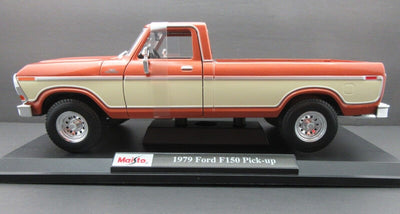 1979 Ford F150 Ranger Pick-up ~ Orange & Cream~  1:18 Die Cast Truck ~ Maisto