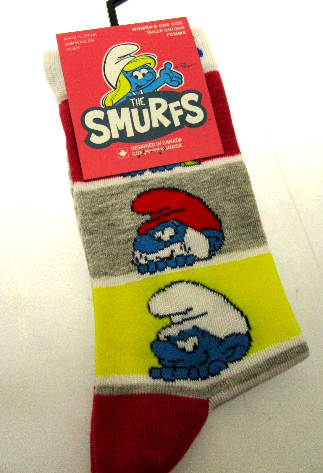 One Pair of The Smurfs Crew Socks for Men Shoe Sizes 6 - 12