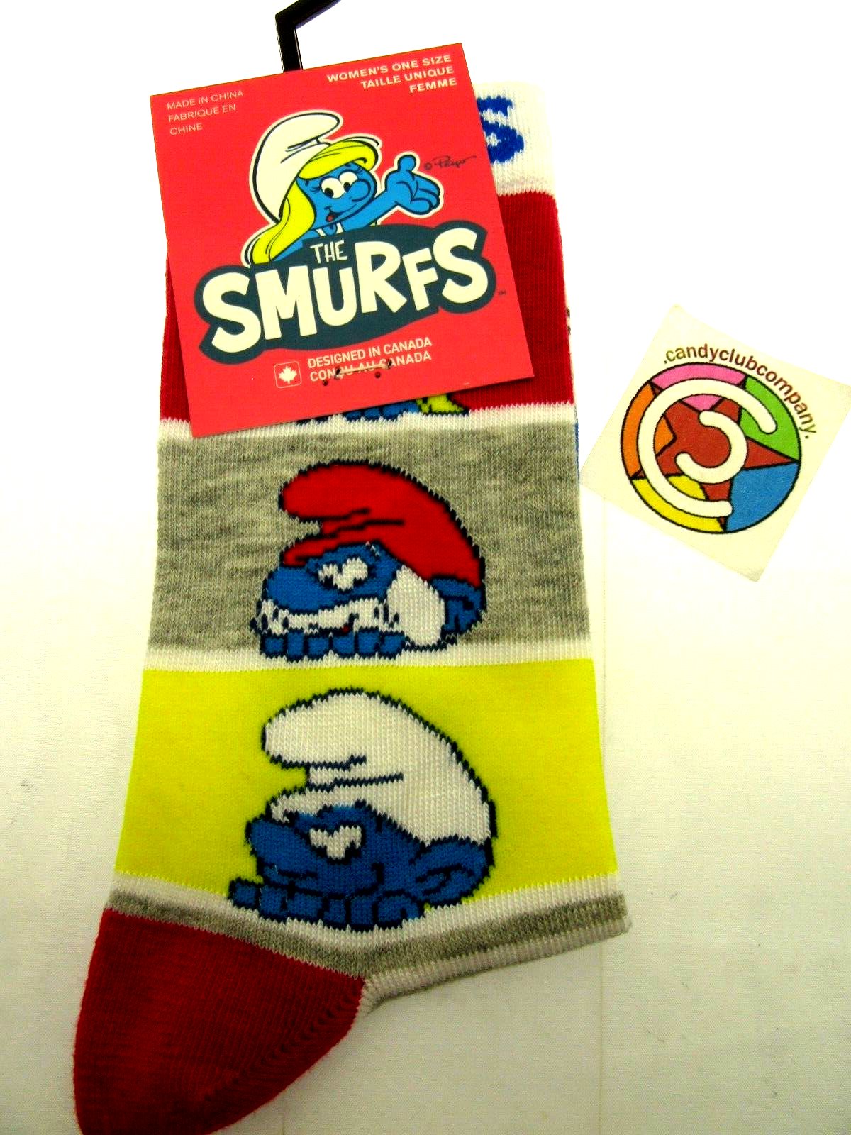 One Pair of The Smurfs Crew Socks for Men Shoe Sizes 6 - 12