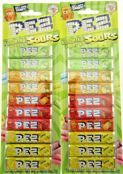 Pez ~ Assorted Fruit And Sours (A) ~ 10 pack 2.9oz ~ Lot of 2