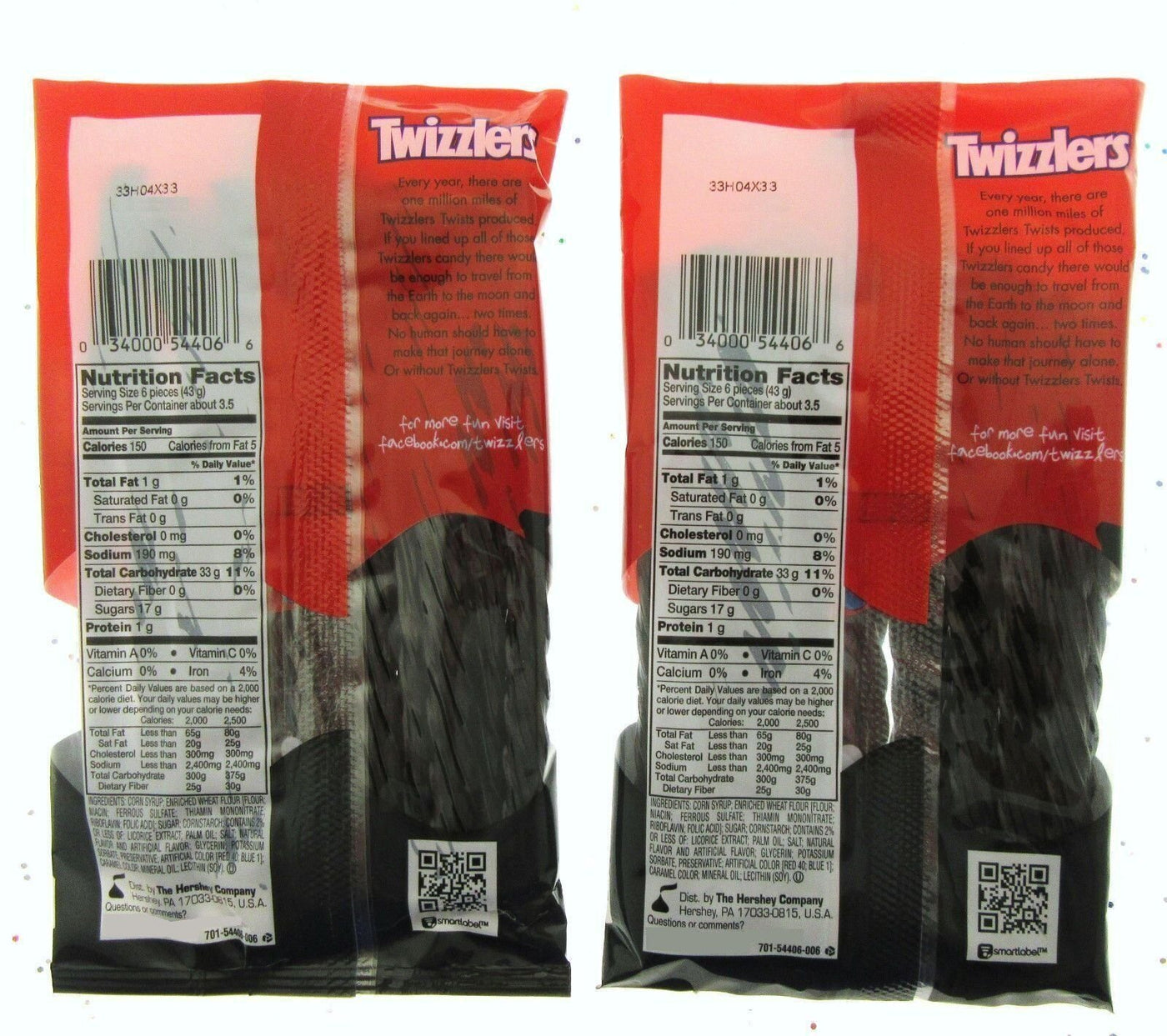 Twizzlers Black Licorice Twists ~ American Candy Chewy ~  5oz Bag ~ Lot of 2