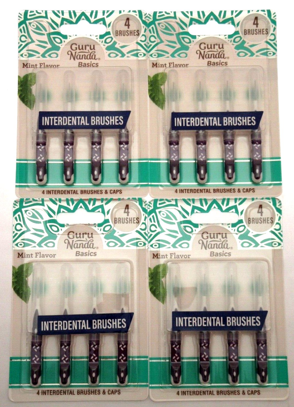 Interdental Brushes & Caps Bendable Dental Teeth Braces Comfort Grip 4 packs