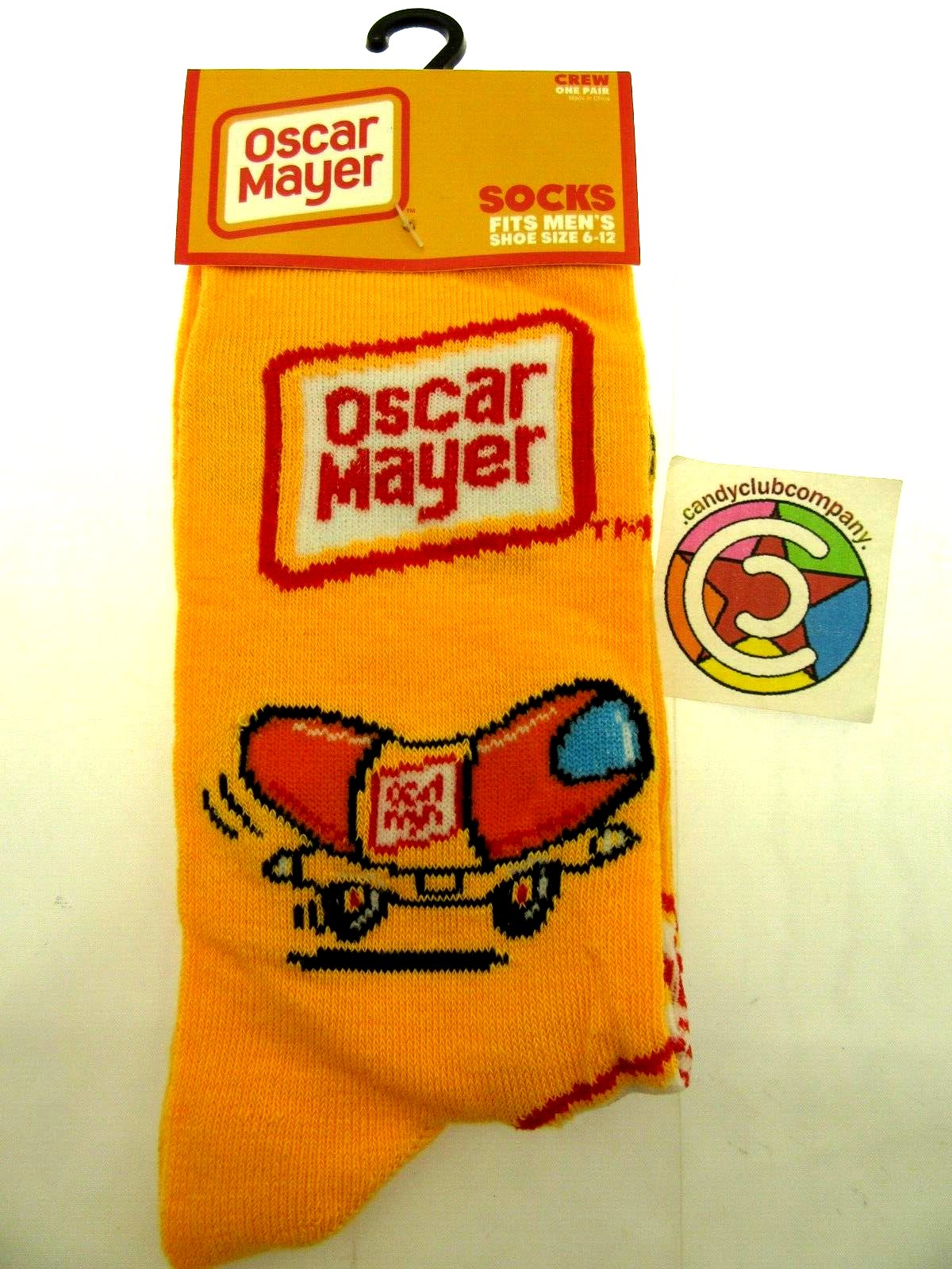 One Pair of Oscar Mayer Crew Socks for Men Shoe Sizes 6 - 12