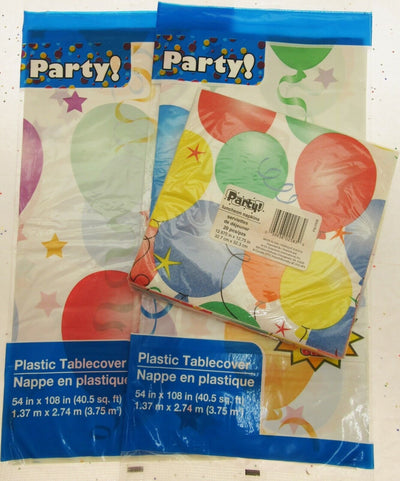 Party Kit Set Table Cloths Napkins Balloons Pump Pin Tail Donkey Birthday Banner