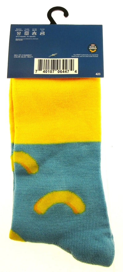 One Pair of Kraft Macaroni and Cheese Crew Socks for Men Shoe Sizes 6 - 12