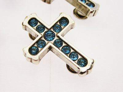 Rhinestone Cross Charms Chicago Screw Attachment ~ Lot of 10 ~ Jewelry Charm