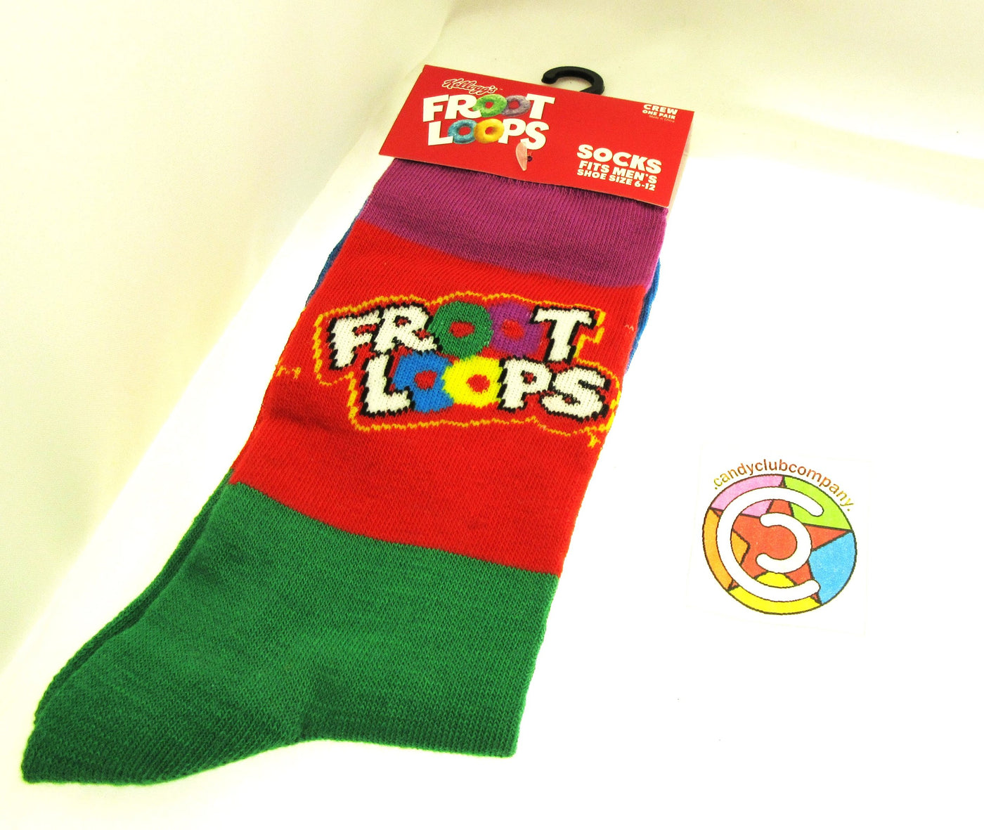 One Pair of Fruit Loop Crew Socks for Men Shoe Sizes 6 - 12