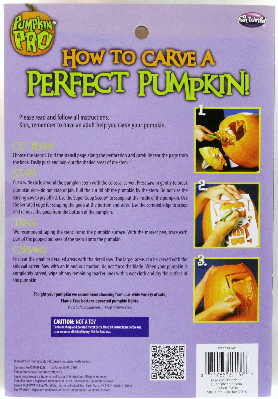 FunWorld 1 X Colossal Pumpkin Carving Kit Assorted Colors
