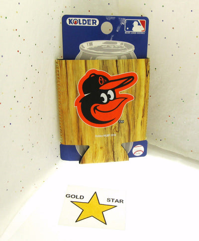 Baltimore Orioles Beer or Soda Can Insulator Cozy With Wood Grain Pattern