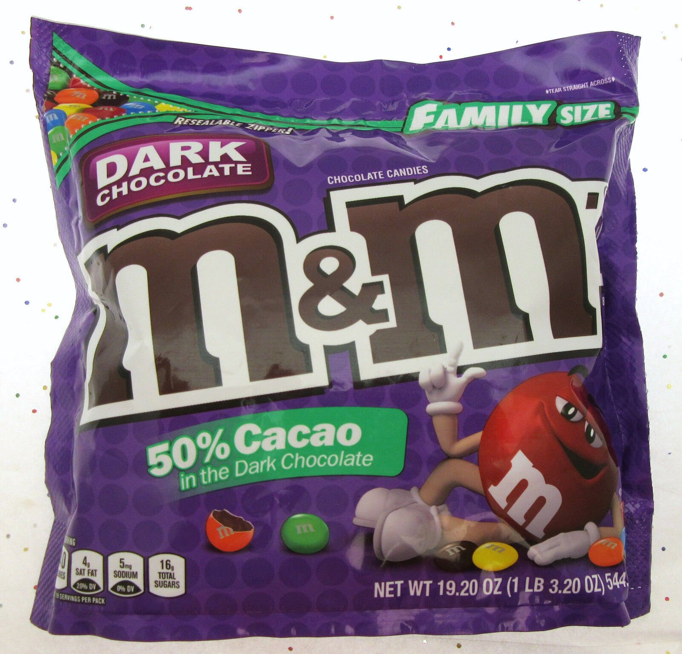 M&M'S Dark Chocolate Candy, Family Size, 18 oz Resealable Bulk