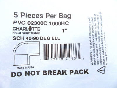 Charlotte Pipe 1-in 90-Degree Schedule 40 PVC Elbows (5-Pack)