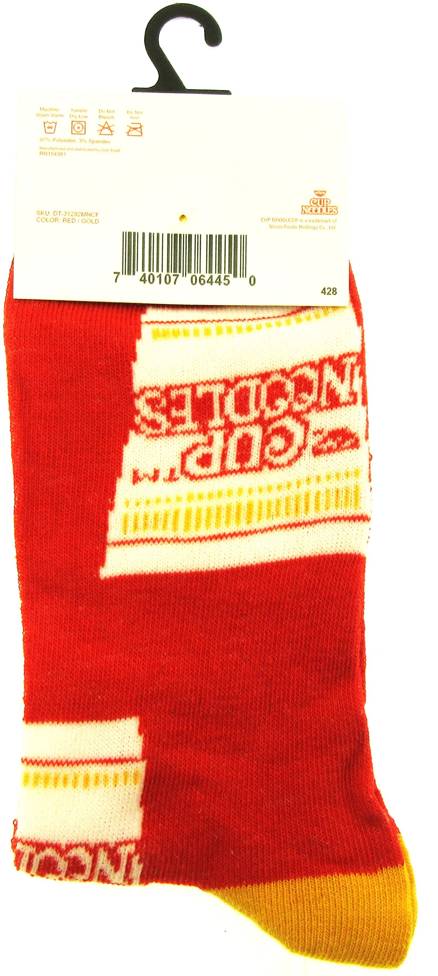 One Pair of Nissin Cup Noodles Crew Socks for Men Shoe Sizes 6 - 12