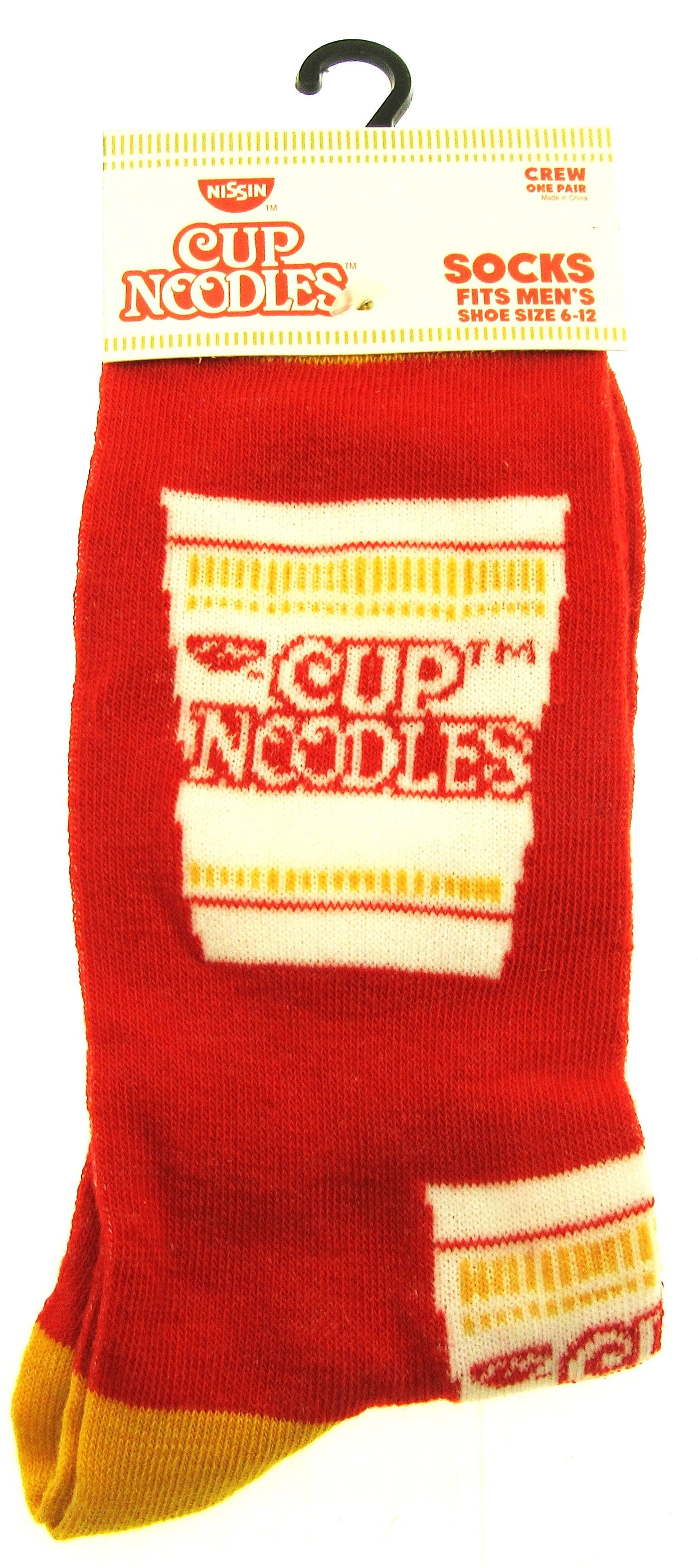 One Pair of Nissin Cup Noodles Crew Socks for Men Shoe Sizes 6 - 12