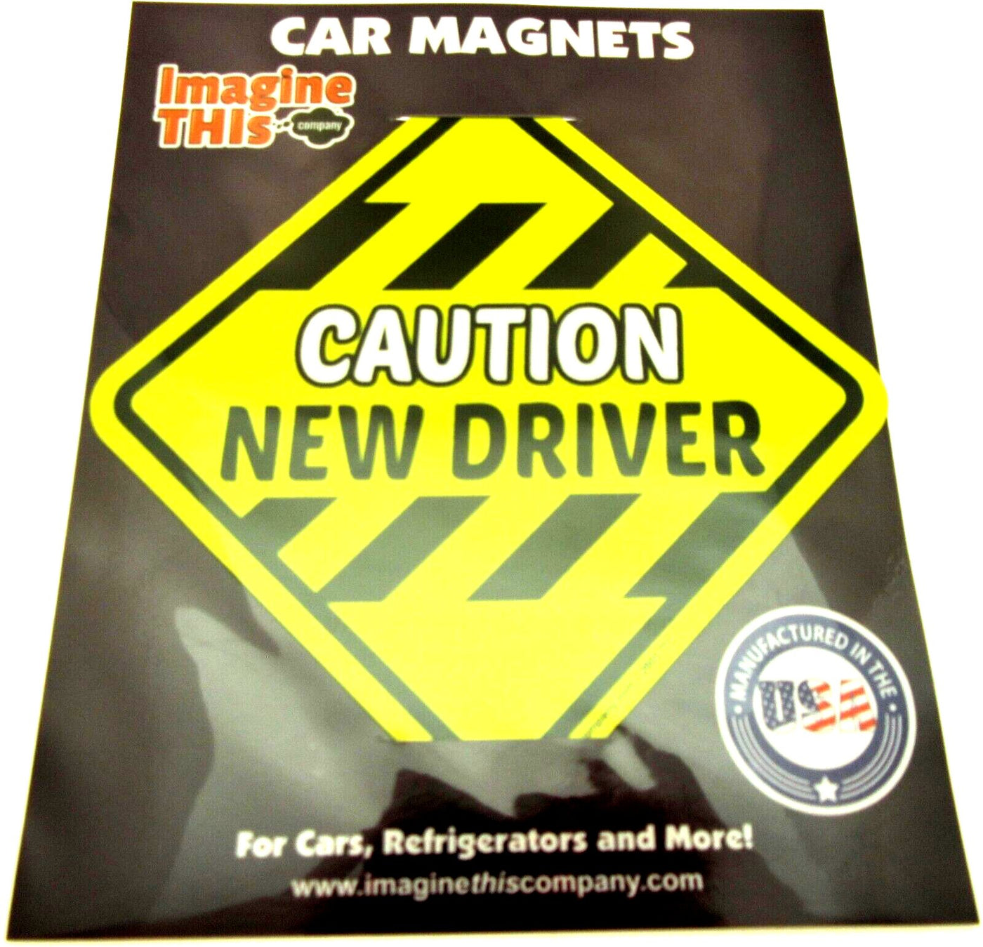 Caution New Driver Car Magnet 5" x 5"