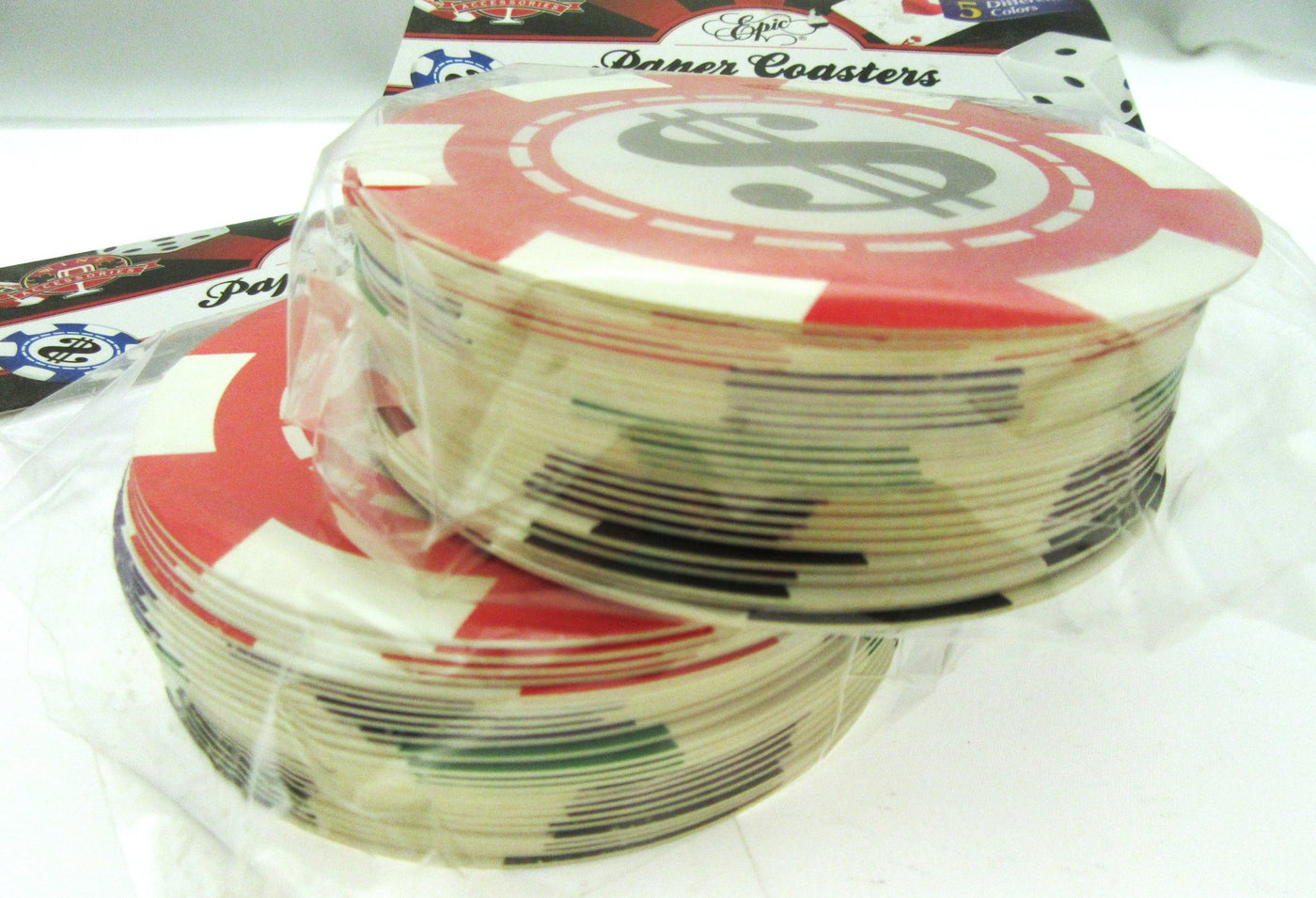 Casino Chips Paper Coasters 50ct