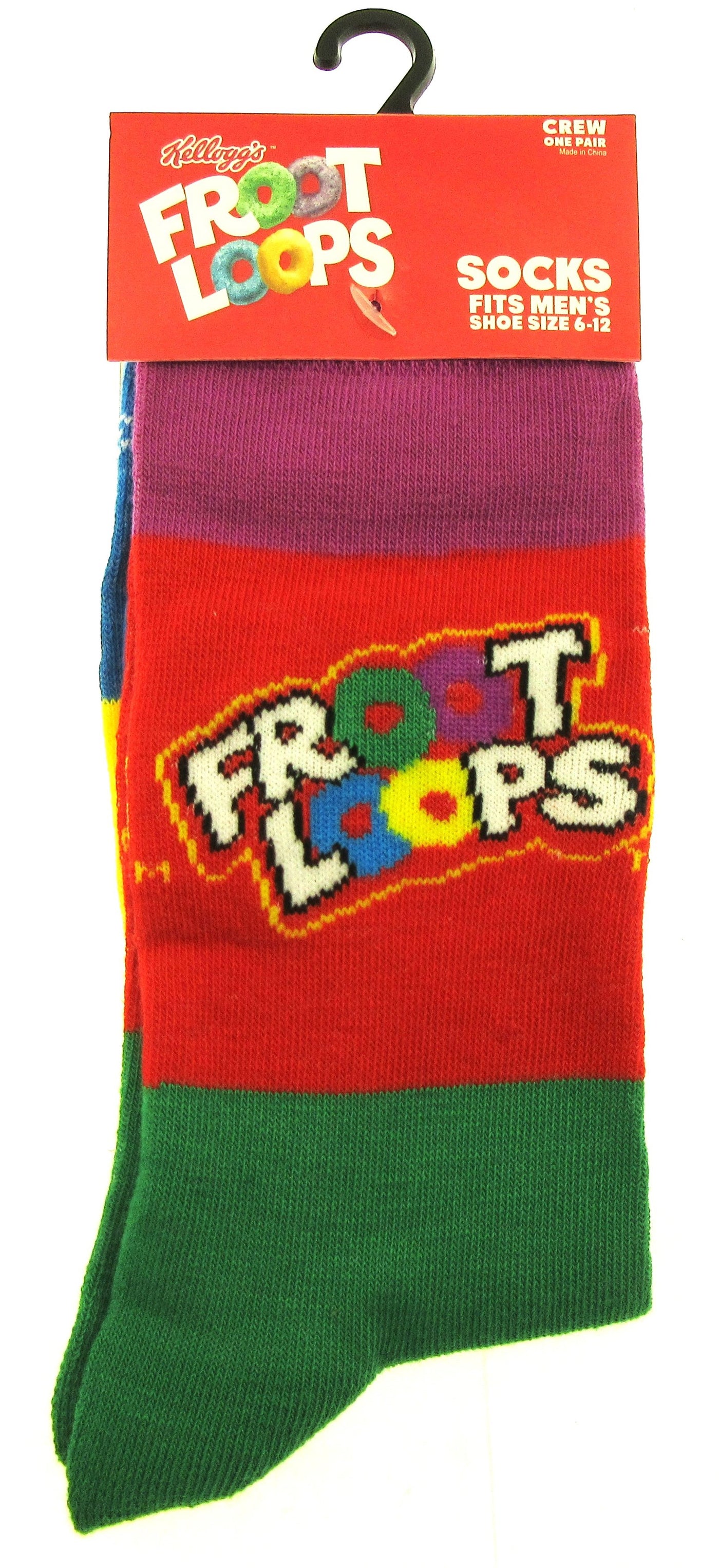 One Pair of Fruit Loop Crew Socks for Men Shoe Sizes 6 - 12