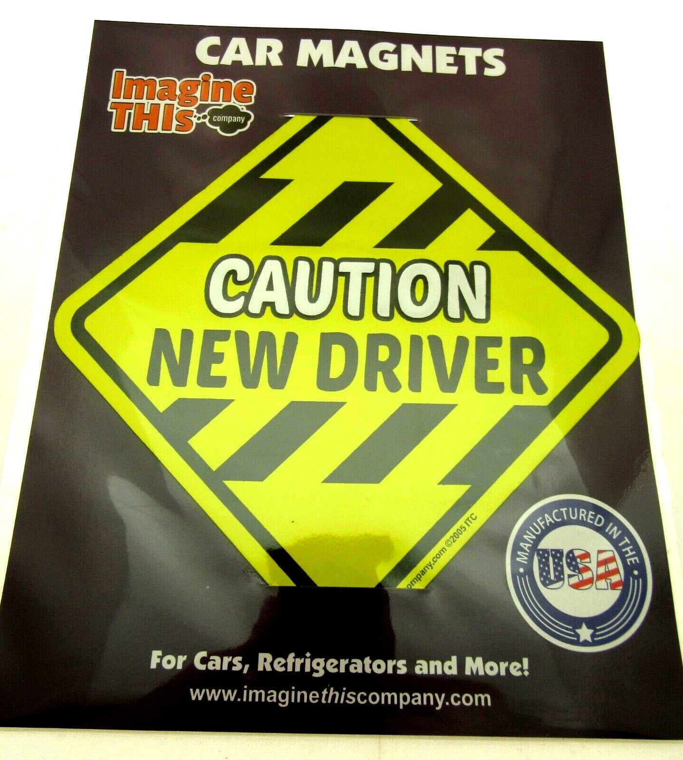 Caution New Driver Car Magnet 5" x 5"