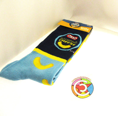 One Pair of Kraft Macaroni and Cheese Crew Socks for Men Shoe Sizes 6 - 12