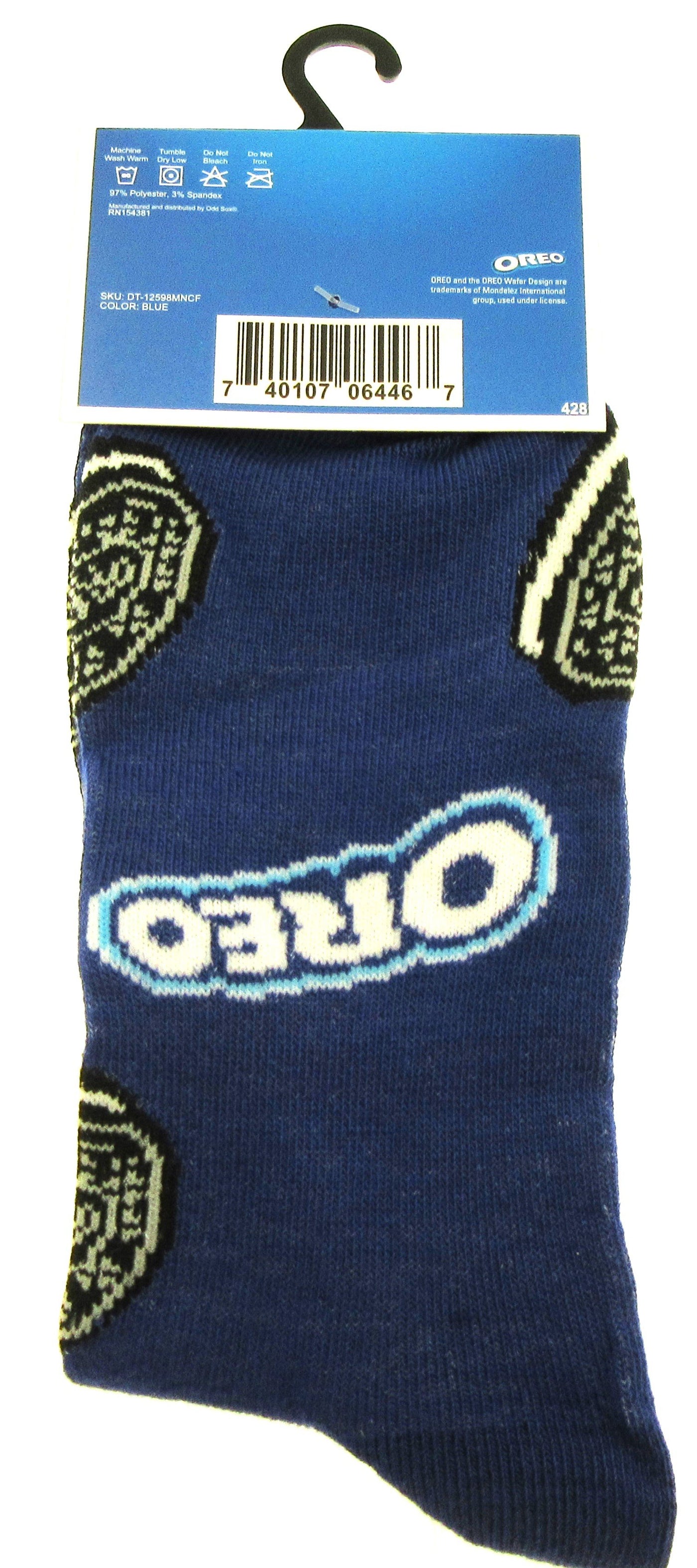 One Pair of OREO Crew Socks for Men Shoe Sizes 6 - 12