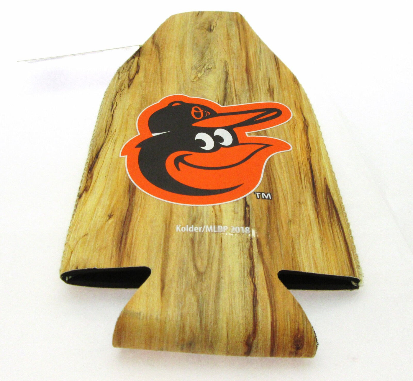 Baltimore Orioles Beer Bottle Insulator Cozy With Wood Grain Pattern